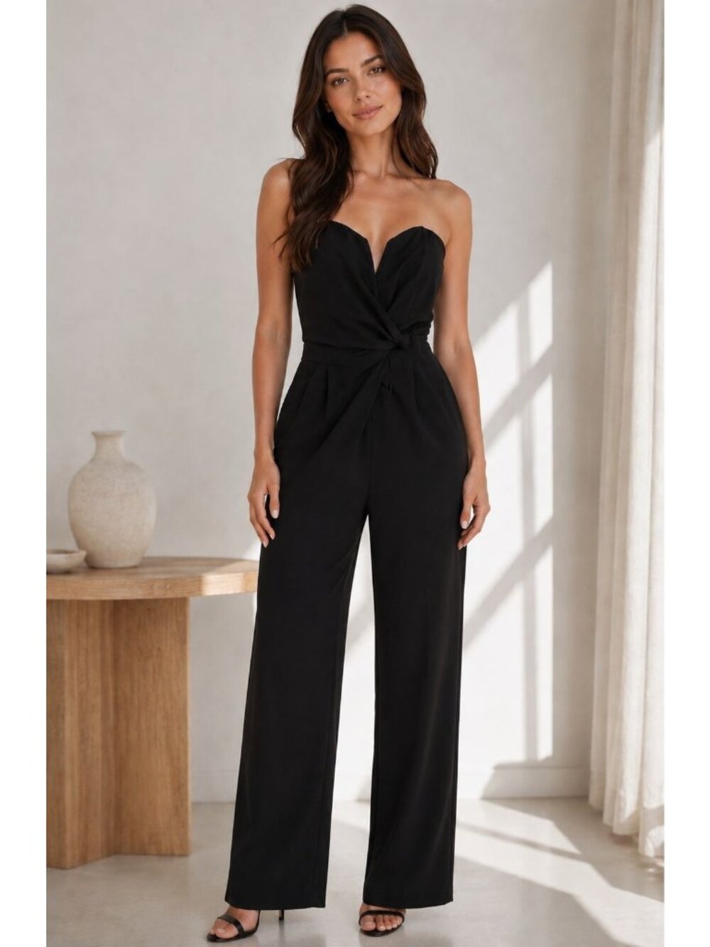 Forever 21 Black Sleeveless Pantsuit Contemporary Jumpsuit Size M Medium